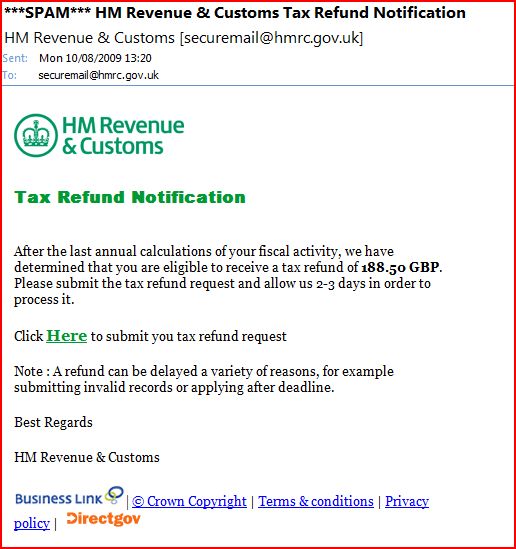 Tax Refund Spam E-Mail